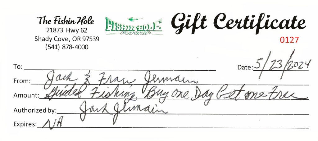 Two For One Gift Certificate The Fishin Hole